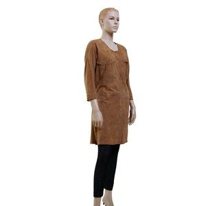 Brown Suede Mini Dress - Classic Shift Style